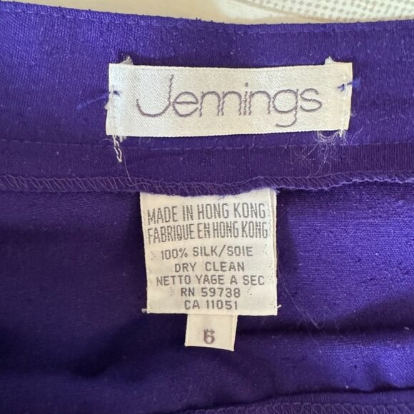 1980s Vintage 100% Silk Royal Purple Silk Skirt Suit Set - Picture 13 of 16